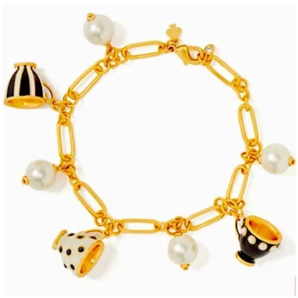 Kate Spade NWT charm bracelet - Tea Time Teacup Alice in Wonderland